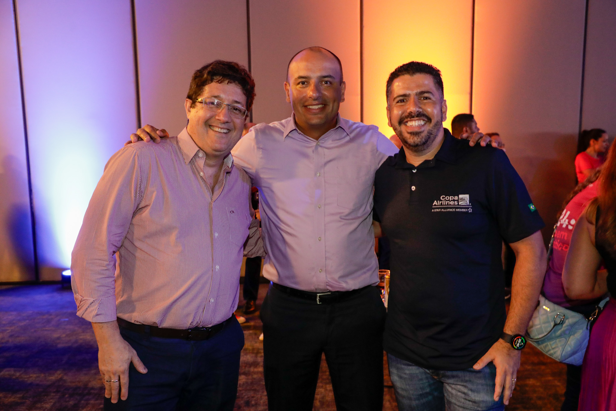 César Turlao, da Aeroméxico, Luís Fernando, da Sabre, e Raphael Lucca, da Copa Airlines César Turlao, da Aeroméxico, Luís Fernando, da Sabre, e Raphael Lucca, da Copa Airlines