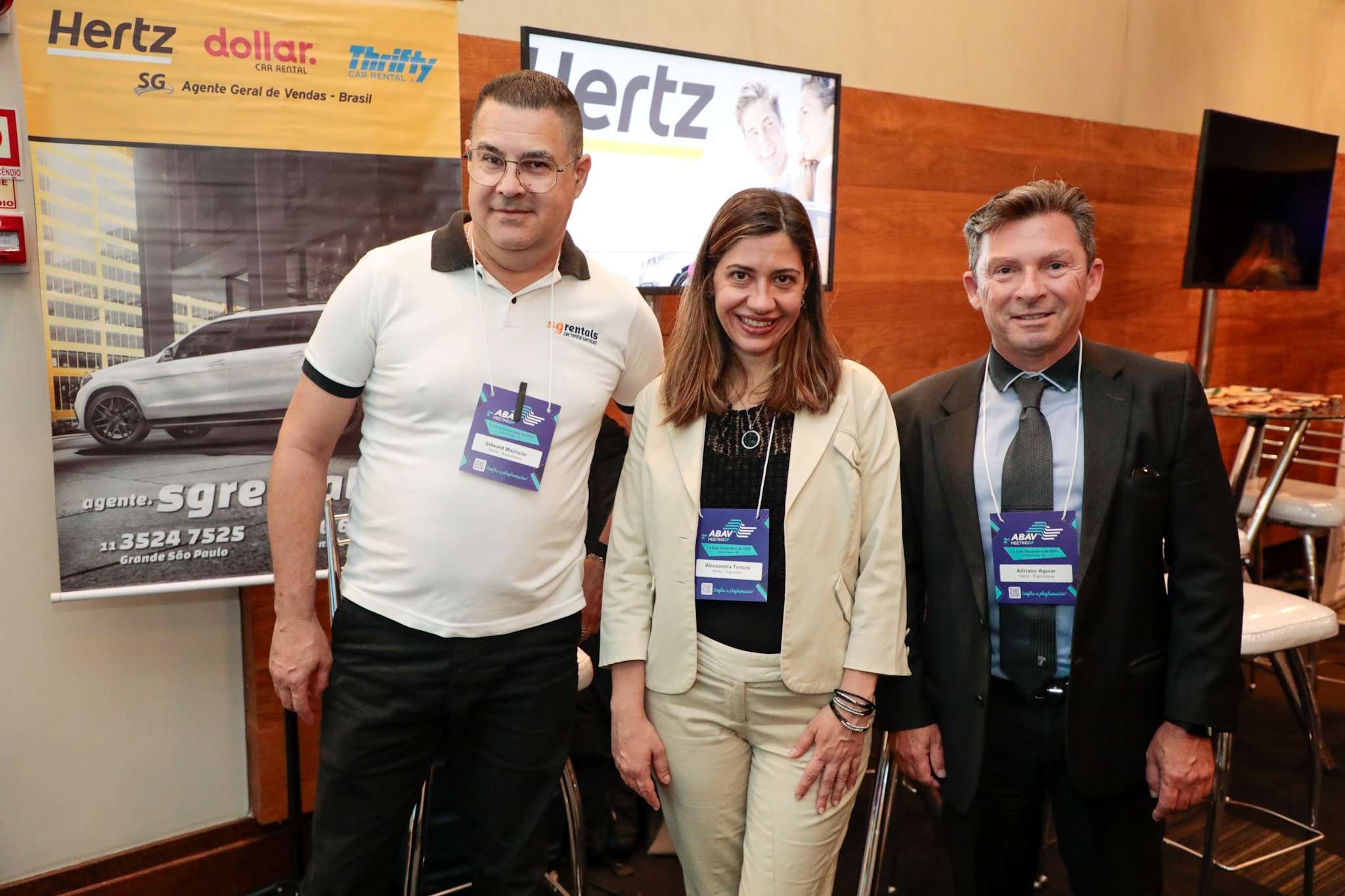 Edward Machado, Alessandra Tortora, e Adriano Aguiar, da Hertz Edward Machado, Alessandra Tortora, e Adriano Aguiar, da Hertz