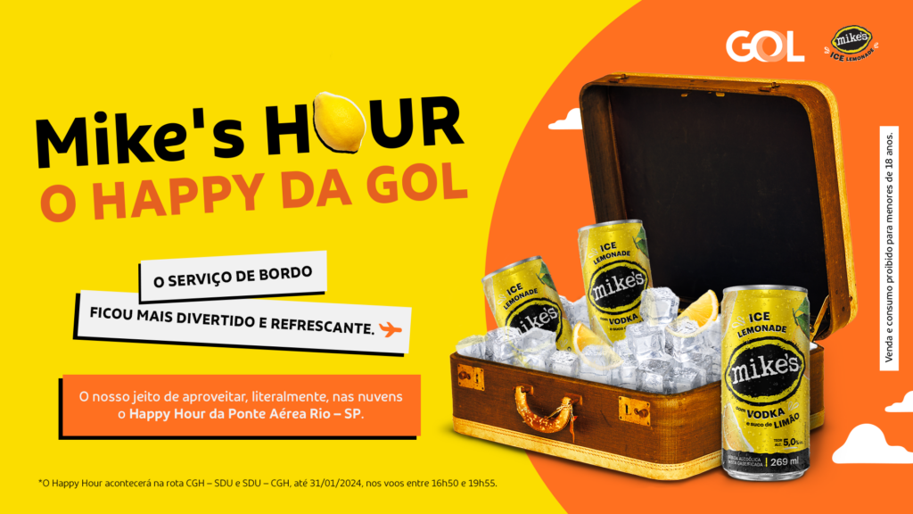 Gol lança happy hour a bordo entre dezembro e janeiro com drinks Mike's Ice 1 happy hour golxmikes FINAL 2 Gol lança happy hour a bordo entre dezembro e janeiro com drinks Mike's Ice