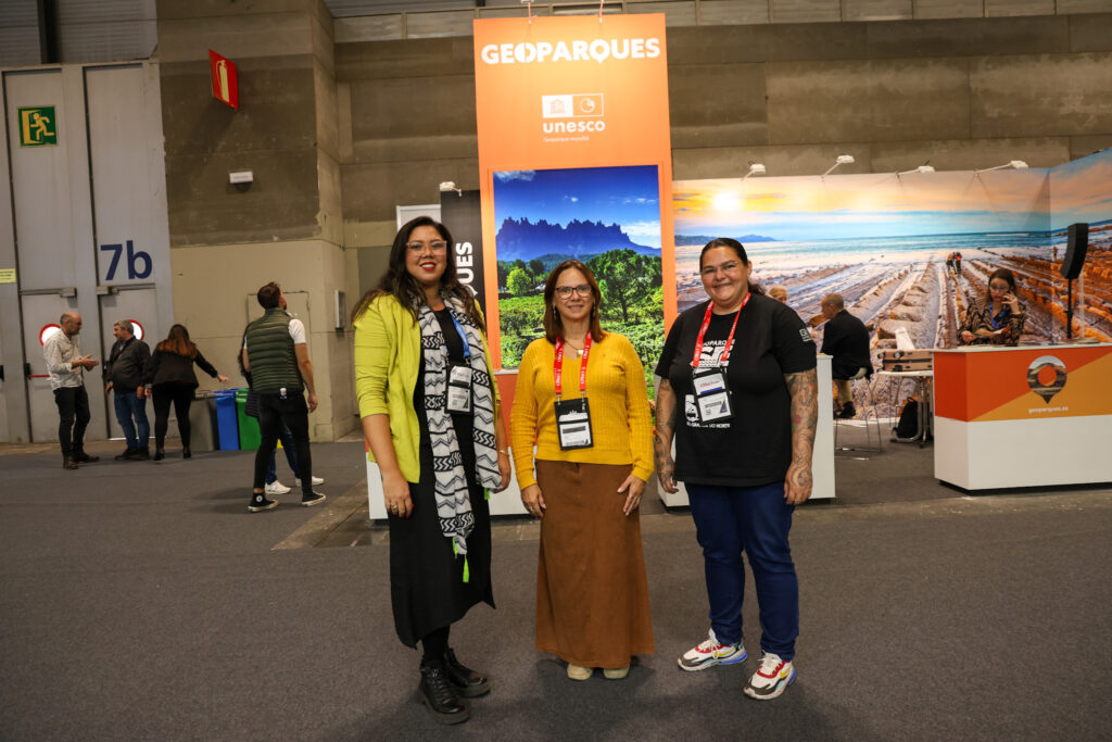 Nayara Santana e Solange Portela, do RN, e Janaína Luciana de Medeiros, do Geoparque Seridó Rio Grande do Norte