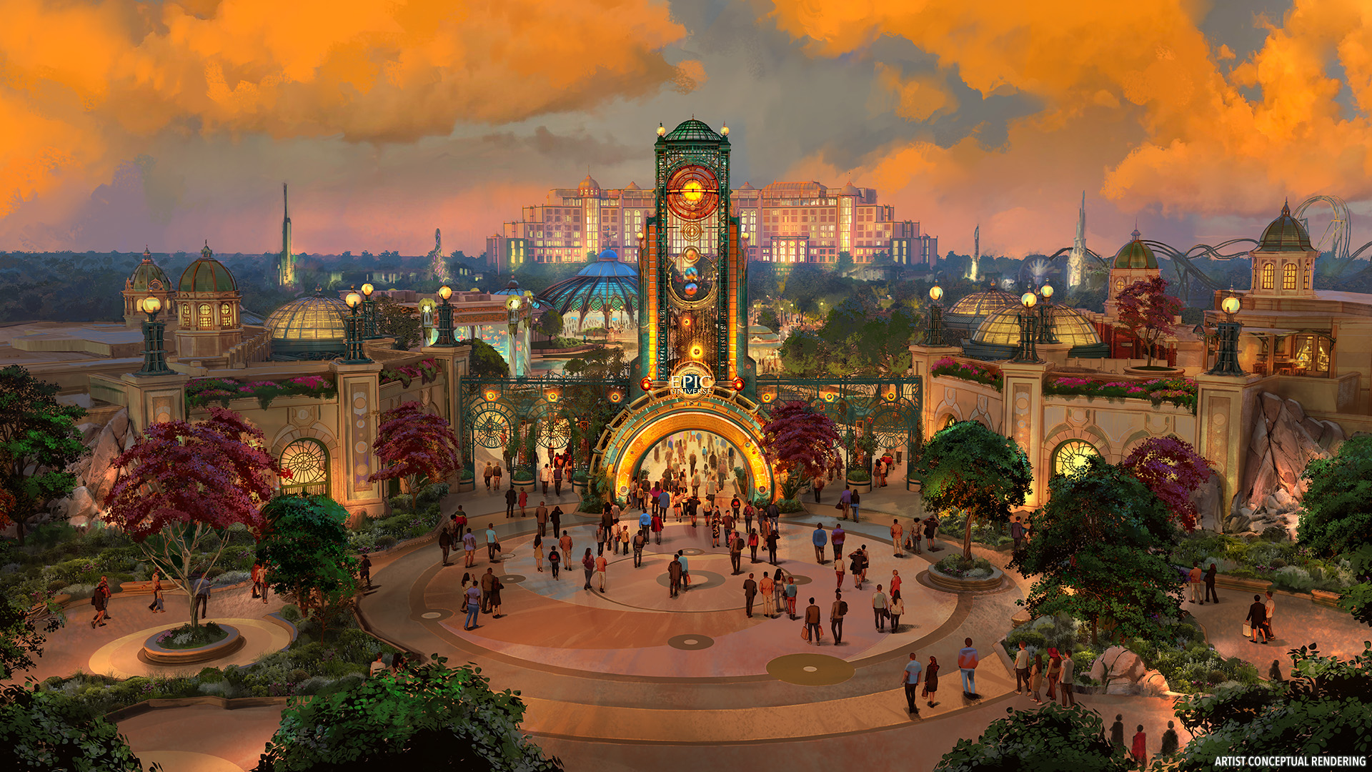 Entrada principal do Universal Epic Universe Entrada principal do Universal Epic Universe