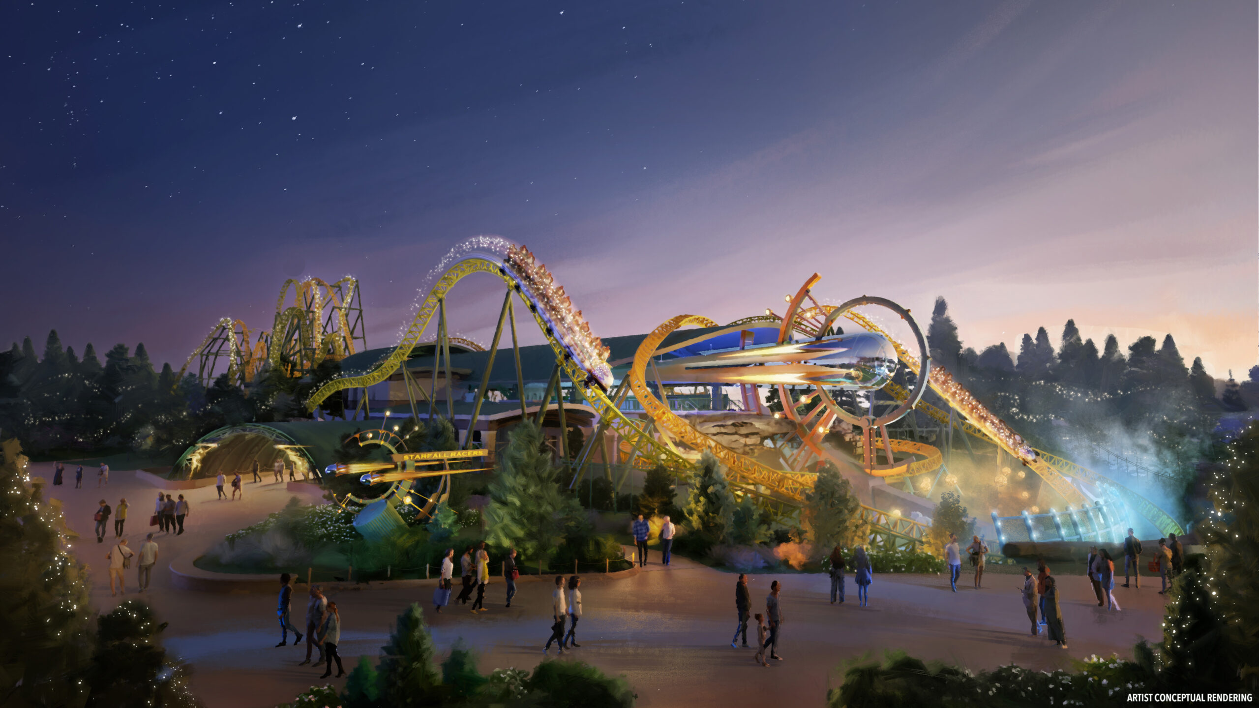 Montanha- russa Starfall Racers no Universal Epic Universe Montanha- russa Starfall Racers no Universal Epic Universe