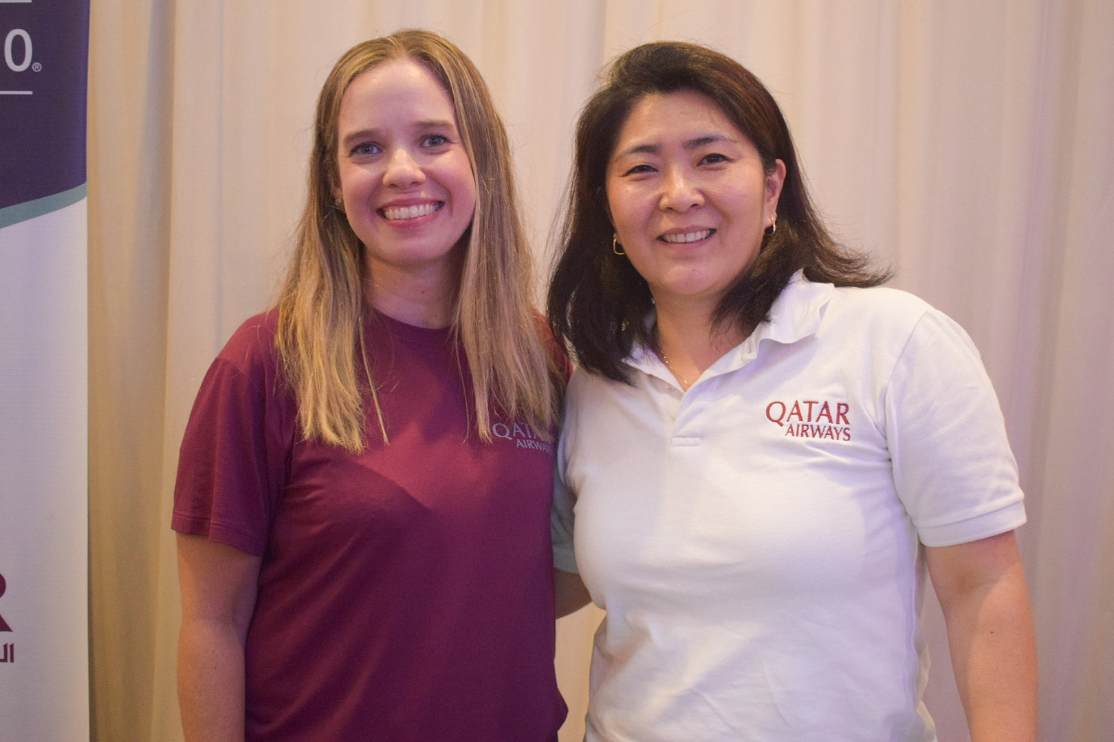 Vivian Suenaga e Carolina Tavares, da Qatar Airways Vivian Suenaga e Carolina Tavares, da Qatar Airways