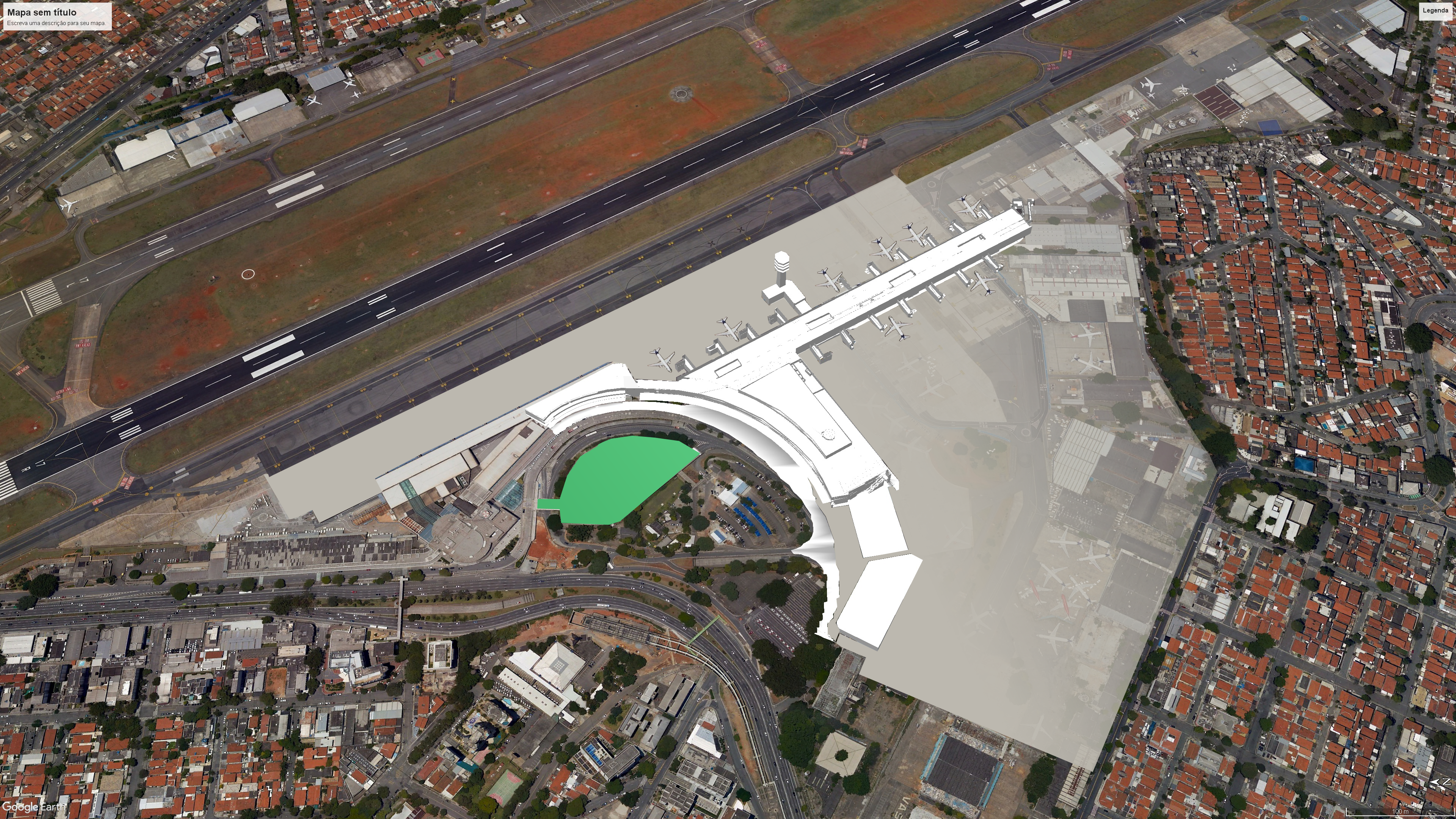 Vista 3D de como ficará o aeroporto
