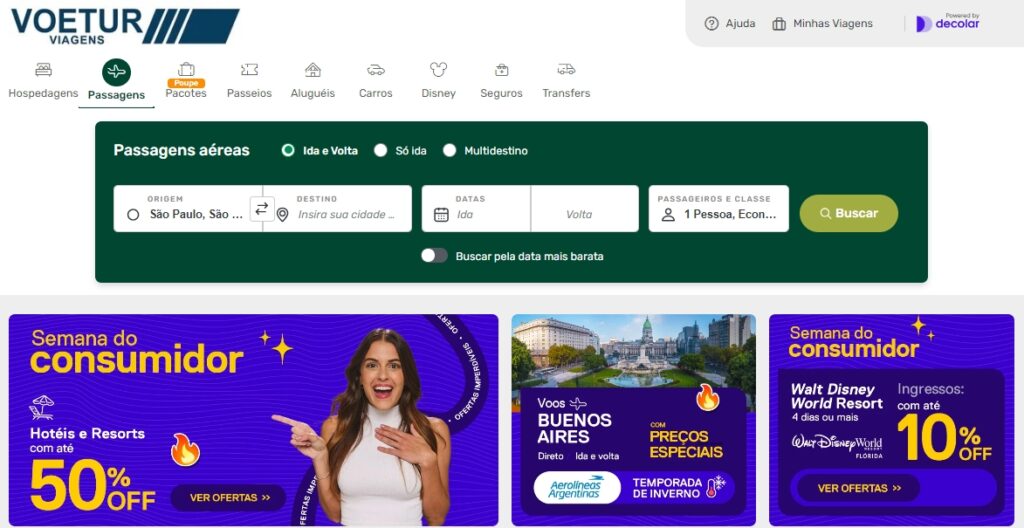 Voetur Viagens lança desconto de até 50% em pacotes nacionais e internacionais