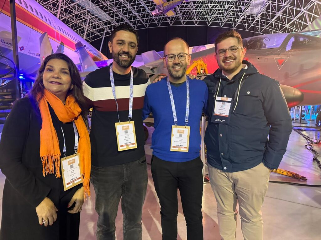 Veja fotos da abertura do Rendez-vous en France 2024 1 Celina Alvez da Wee Travel Gustavo Nappo da EHTL Washington Silva da BRT Operadora e Rafael Goettems da Orion Operadora Veja fotos da abertura do Rendez-vous en France 2024