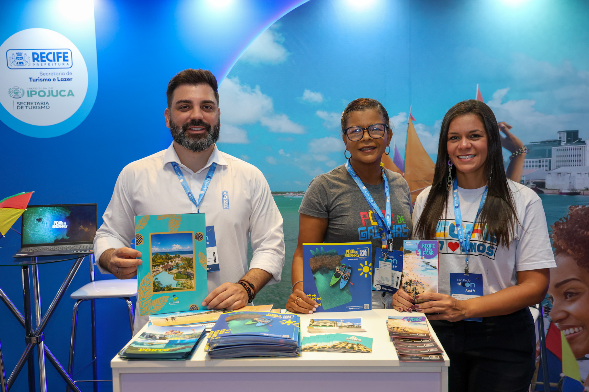 Diego Ribeiro, da Village Porto de Galinhas, Sara Maria, de Ipojuca e Sara Oliveira, da secretaria de Turismo do Recife Diego Ribeiro, da Village Porto de Galinhas, Sara Maria, de Ipojuca e Sara Oliveira, da secretaria de Turismo do Recife