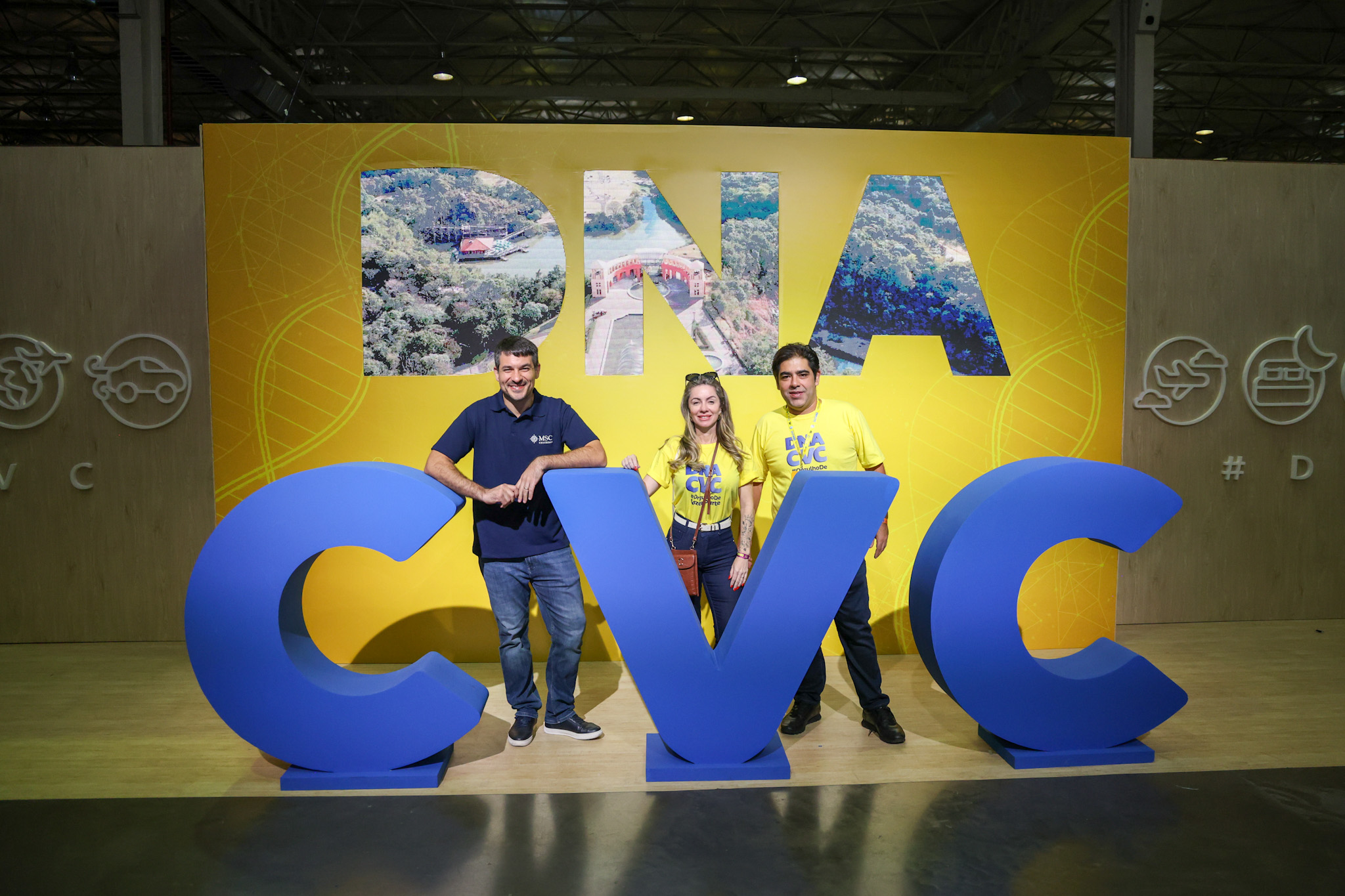 Ignácio Palácios, da MSC Cruzeiros, Patrícia Graciano, da CVC Corp e Rodrigo Garciada, da CVC Suzano Ignácio Palácios, da MSC Cruzeiros, Patrícia Graciano, da CVC Corp e Rodrigo Garciada, da CVC Suzano