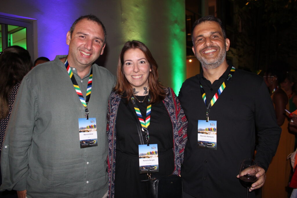 Marvin Amar, da J&A, Natalia Borges, da TL Portfolio, e Marcelo Marques, da South African Tourism Marvin Amar, da J&A, Natalia Borges, da TL Portfolio, e Marcelo Marques, da South African Tourism