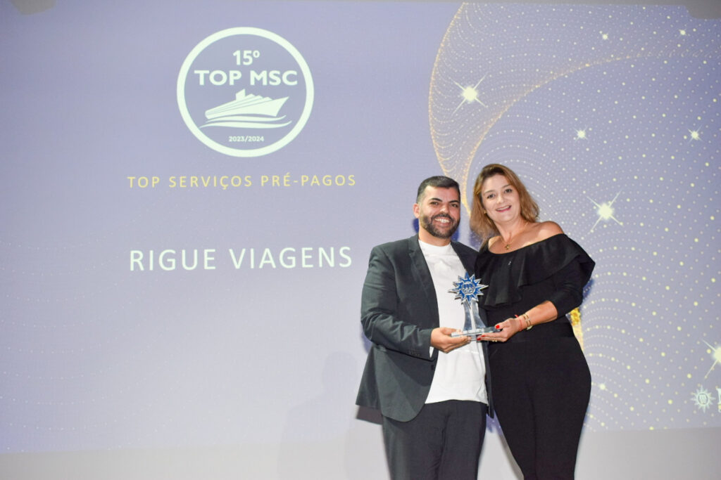 Premiado da empresa Rigue Viagens, na categoria TOP SERVIÇOS PRE-PAGOS