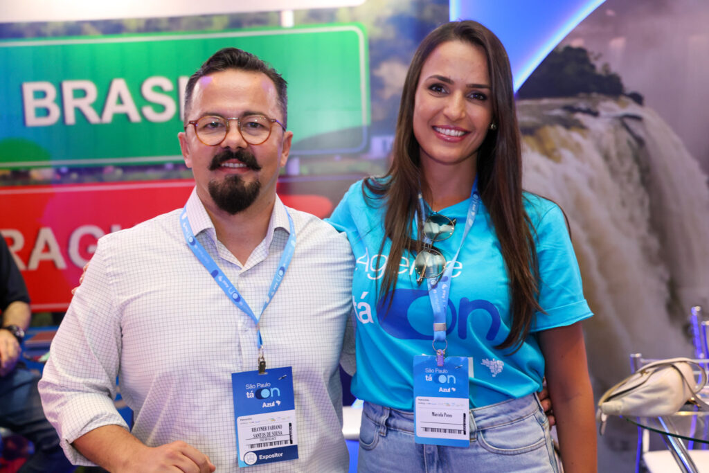 Rhayner Souza, da Vivaz e Recanto Cataratas, e Marcela Spagnol, da Azul Viagens