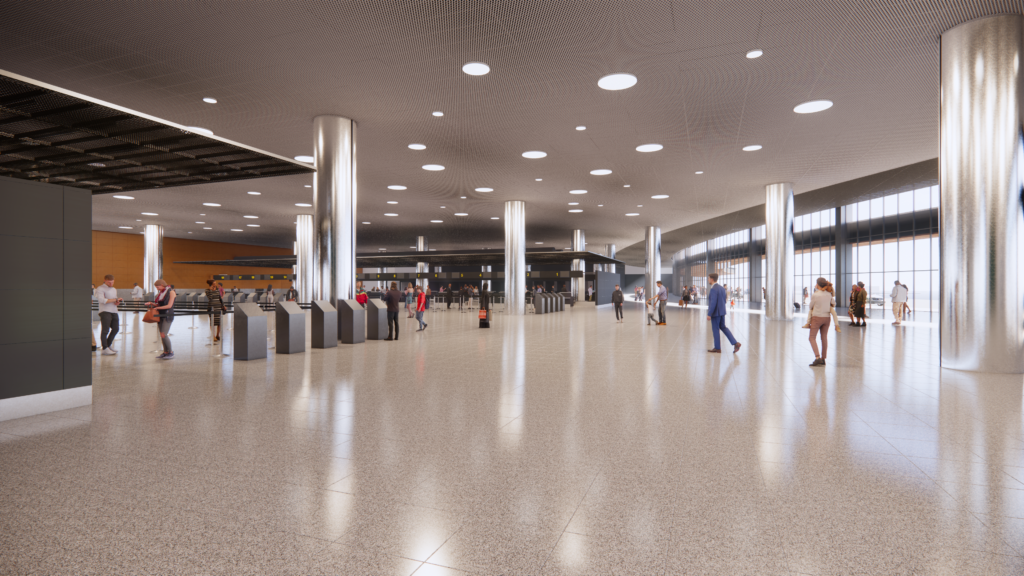 Projeção da área do check-in