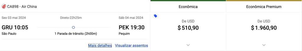 Screenshot 2024 03 22 at 09.56.35 Air China retoma voos para o Brasil em maio