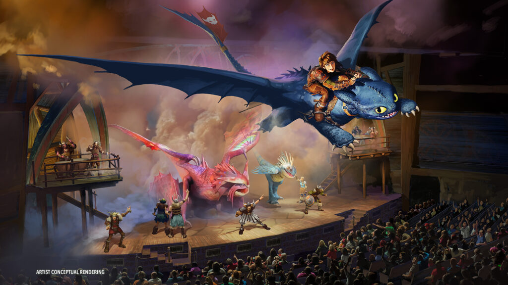 Show ao vivo The Untrainable Dragon 'Como Treinar Seu Dragão': Universal revela atrativos e detalhes da área temática no Epic Universe