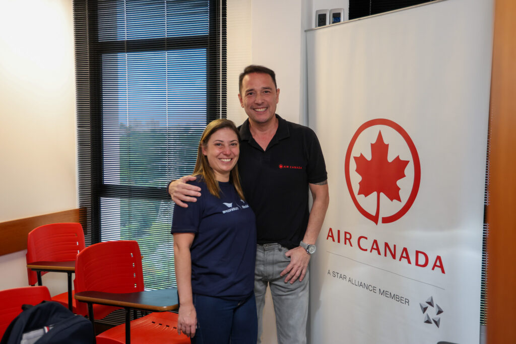 Soraya Romano, da Ancoradouro e Ernesto Airosa, da Air Canadá