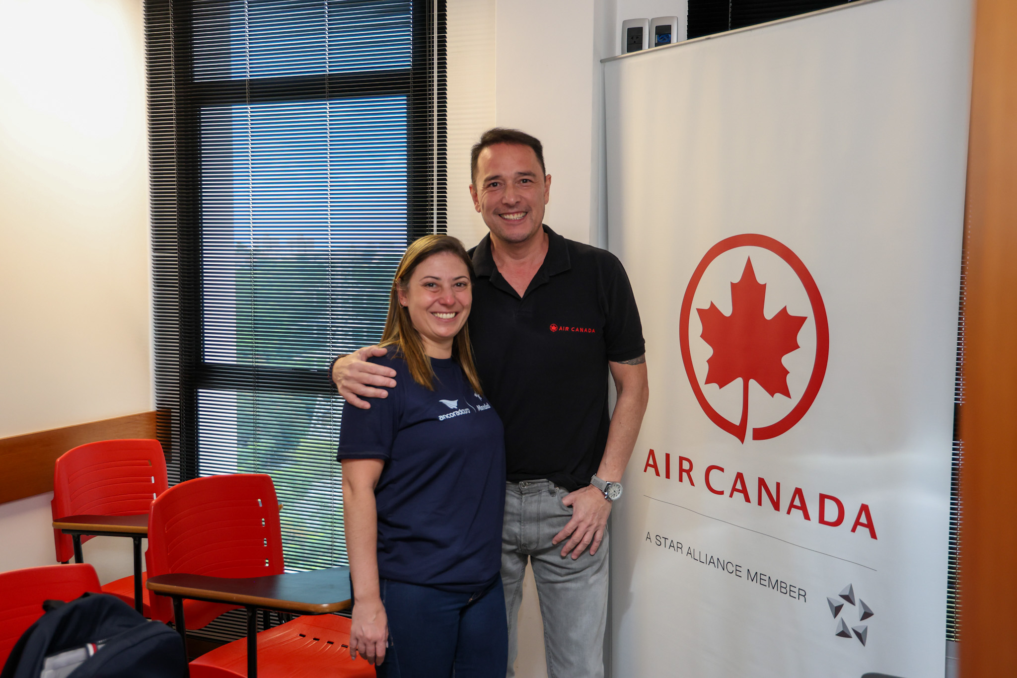 Soraya Romano, da Ancoradouro e Ernesto Airosa, da Air Canadá Soraya Romano, da Ancoradouro e Ernesto Airosa, da Air Canadá