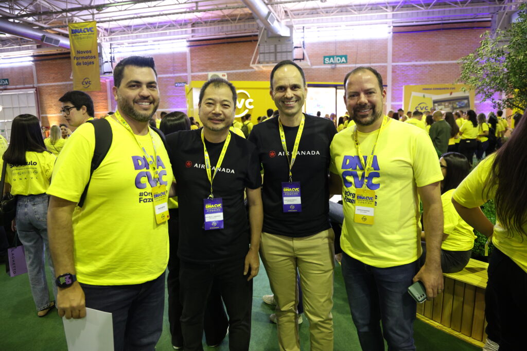 Willian Quilici, da CVC, Giancarlo Takegawa e Hugo Franco, da Air Canada, e Rodrigo Martinez, da CVC