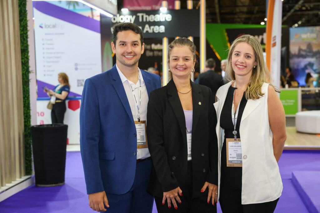 Bruno Brasil, Yrwana Albuquerque, secretaria de turismo do estado do Ceará e Livia Holanda, da Setur-CE Bruno Brasil, Yrwana Albuquerque, secretaria de turismo do estado do Ceará e Livia Holanda, da Setur-CE
