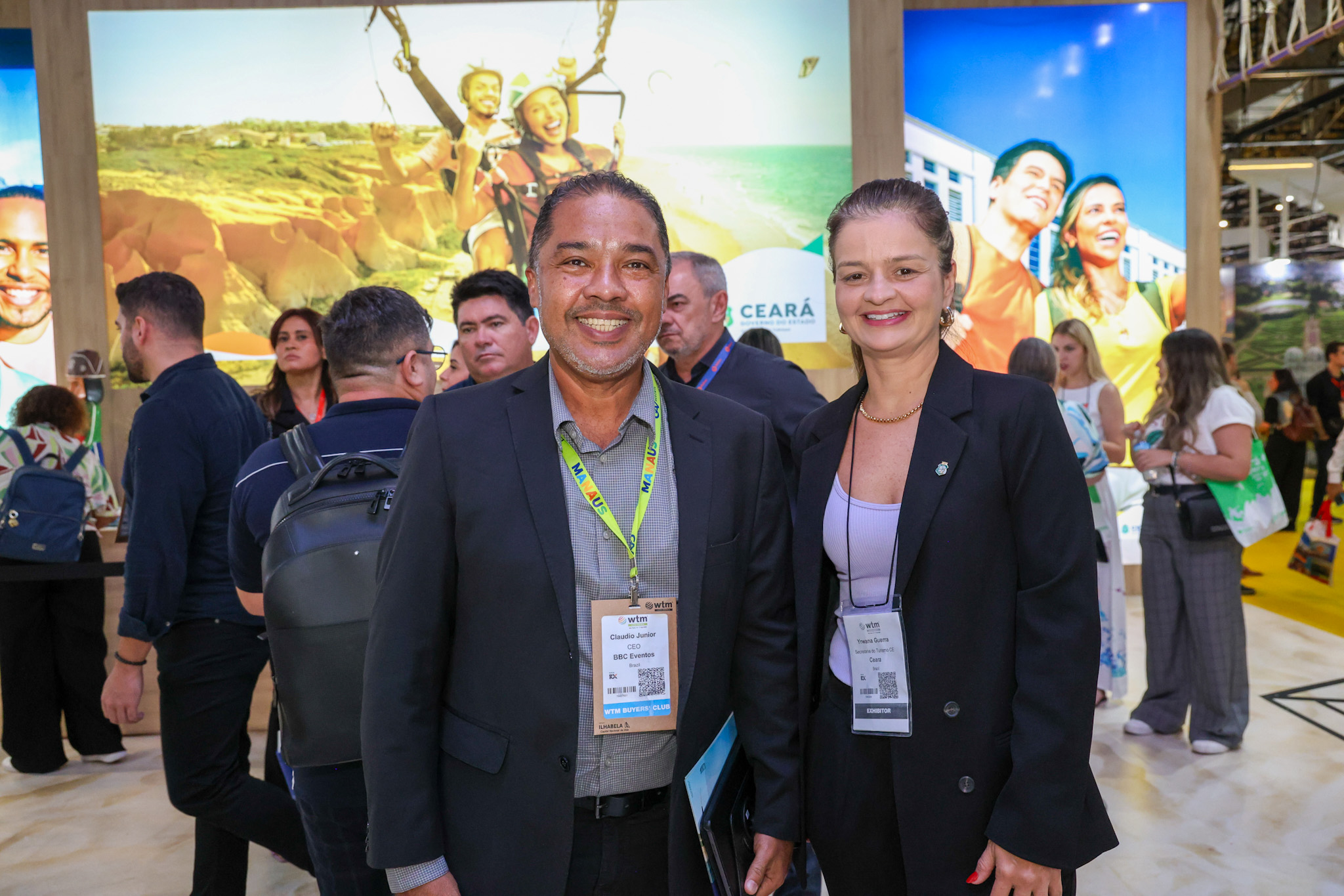 Cláudio Júnior, da BTM, e Yrwana Albuquerque Guerra, secretaria de Turismo do Ceará Cláudio Júnior, da BTM, e Yrwana Albuquerque Guerra, secretaria de Turismo do Ceará