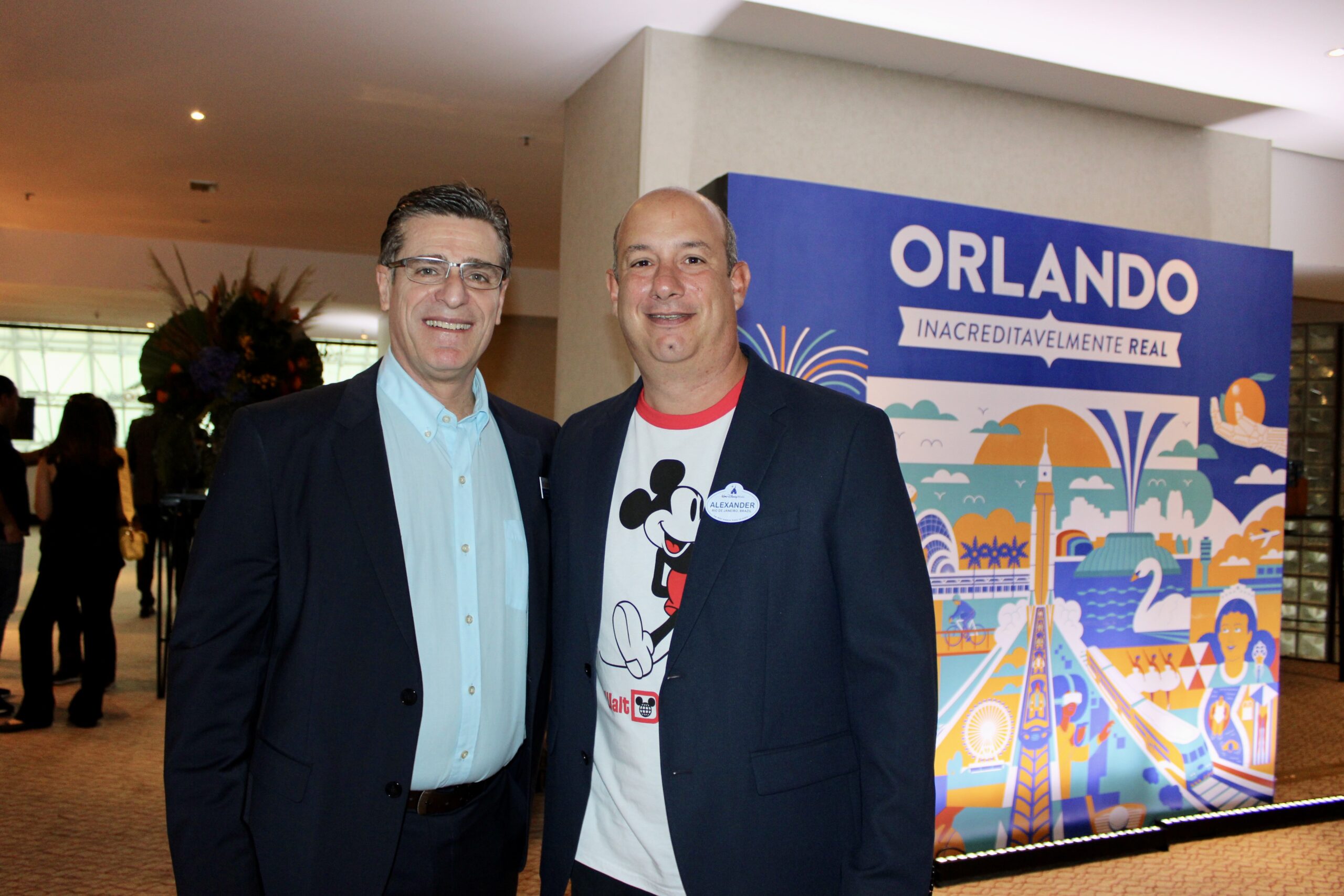 Patrick Yvars, do Visit Orlando, e Alexander Haim, da Disney Patrick Yvars, do Visit Orlando, e Alexander Haim, da Disney