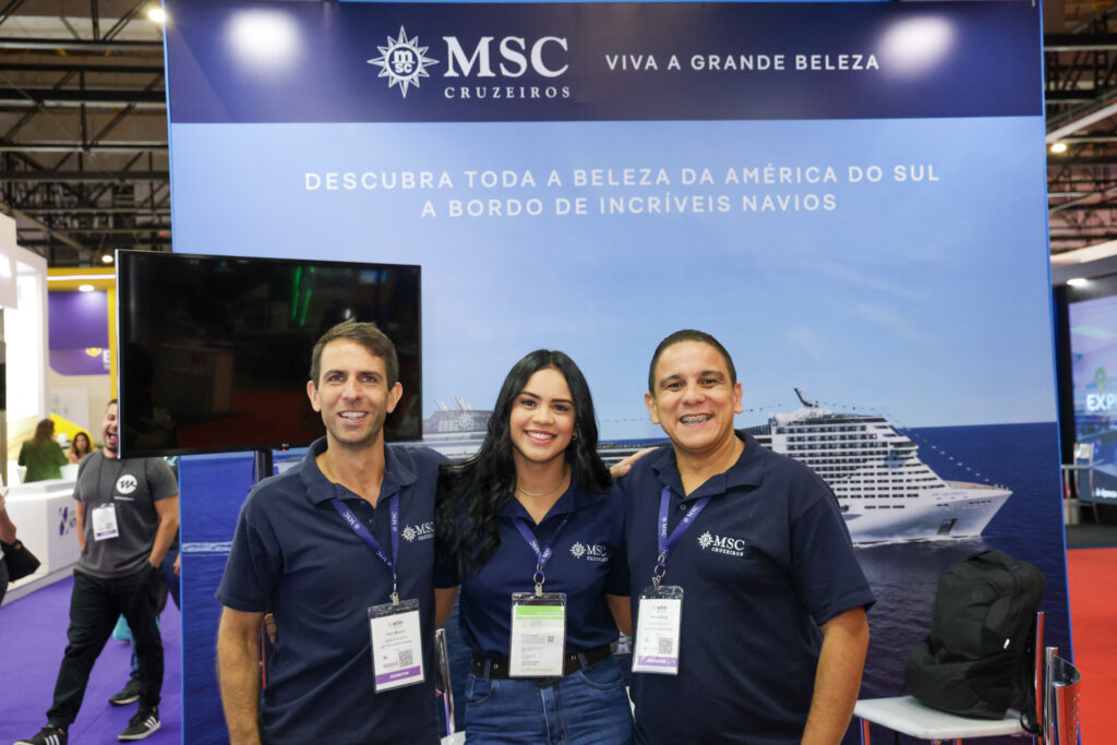 Ivan Mauro, Stefanie Moura e Pedro Silva, da MSC Cruzeiros Ivan Mauro, Stefanie Moura e Pedro Silva, da MSC Cruzeiros