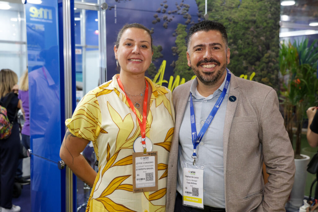 Joyce Cordeiro, de Tampa Bay e Rafael de Lucca, da Copa Airlines Joyce Cordeiro, de Tampa Bay e Rafael de Lucca, da Copa Airlines