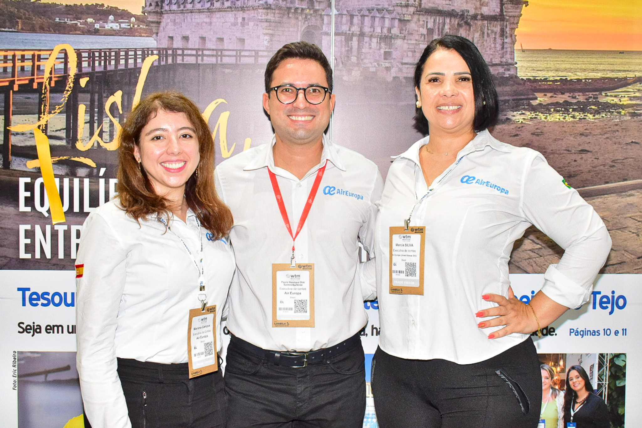 Mariana Campos, Paulo Barbosa e Márcia Silva, da Air Europa