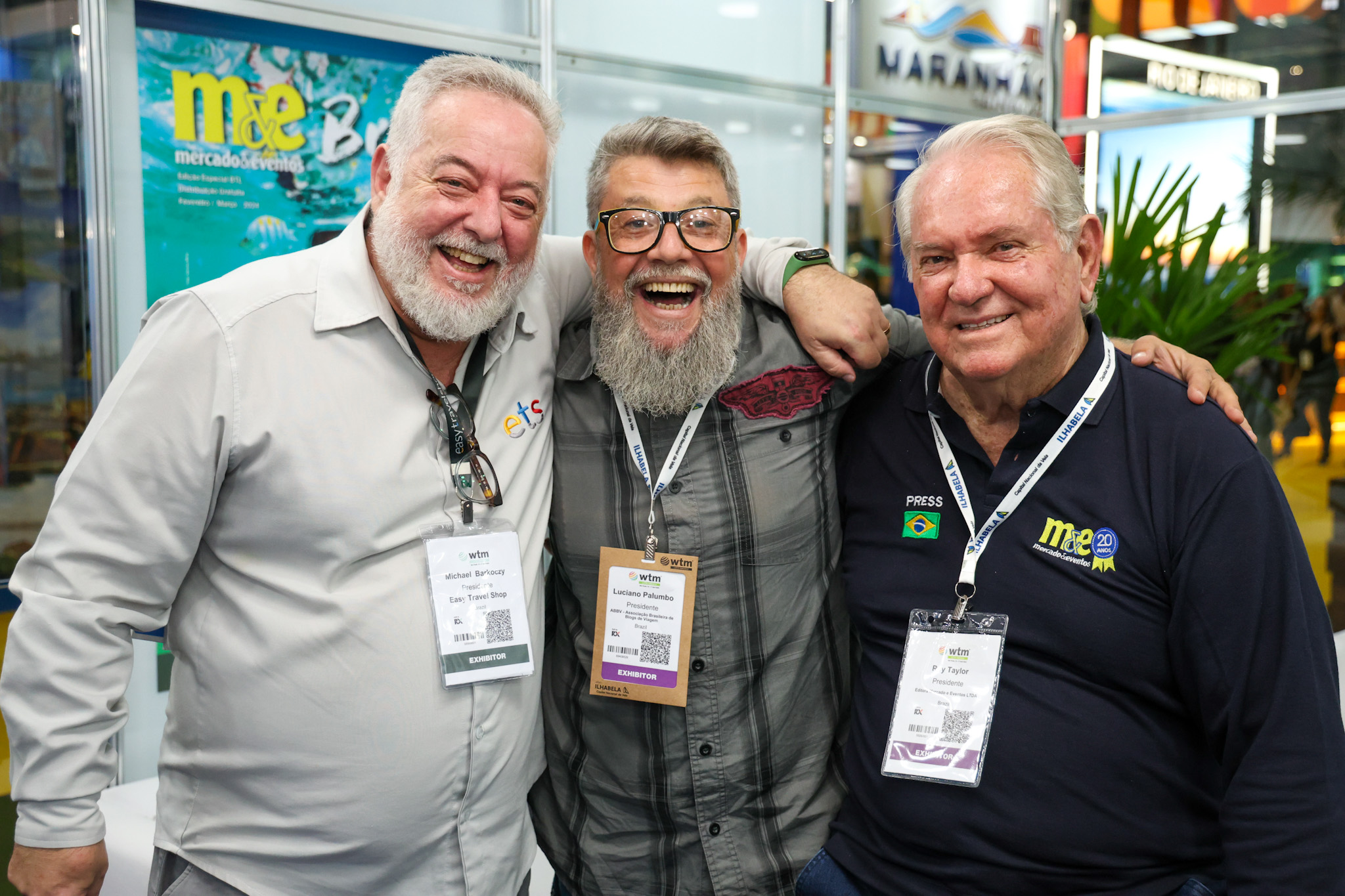 Michael Barkoczy, da ETS, Luciano Palumbo, da ABBV, e Roy Taylor, do M&E Michael Barkoczy, da ETS, Luciano Palumbo, da ABBV, e Roy Taylor, do M&E