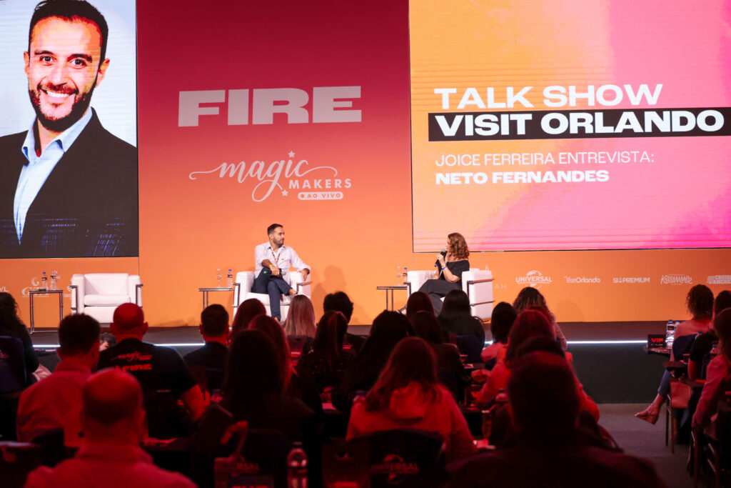 Neto Fernandes, do Visit Orlando e Joice Ferreira, do Magic Blue