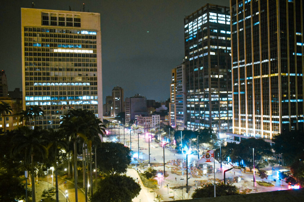 Vista dos convidados da Velle para o Vale do Anhangabaú, em São Paulo