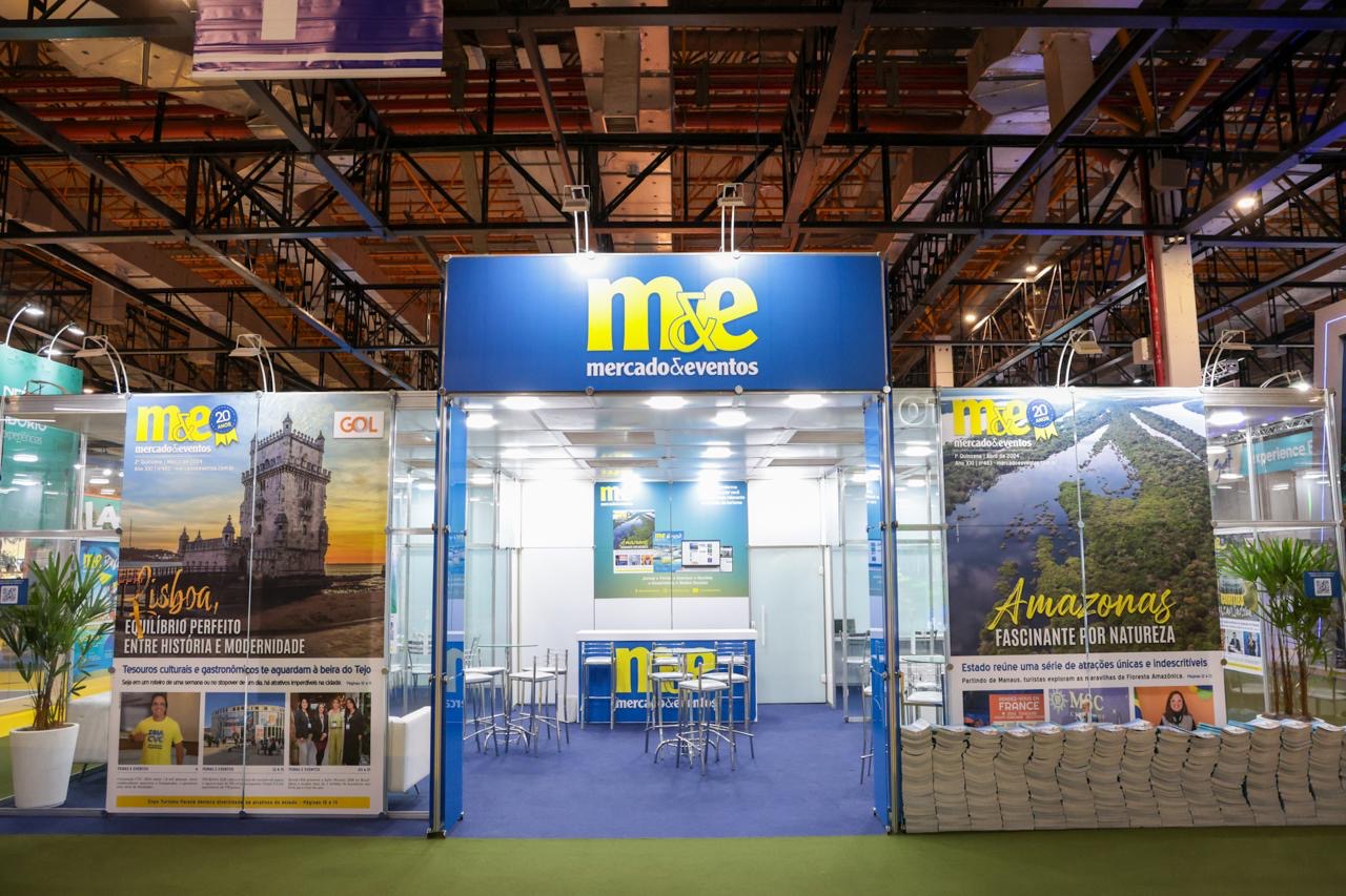 Fachada do estande do Mercado & Eventos na WTM Latin America