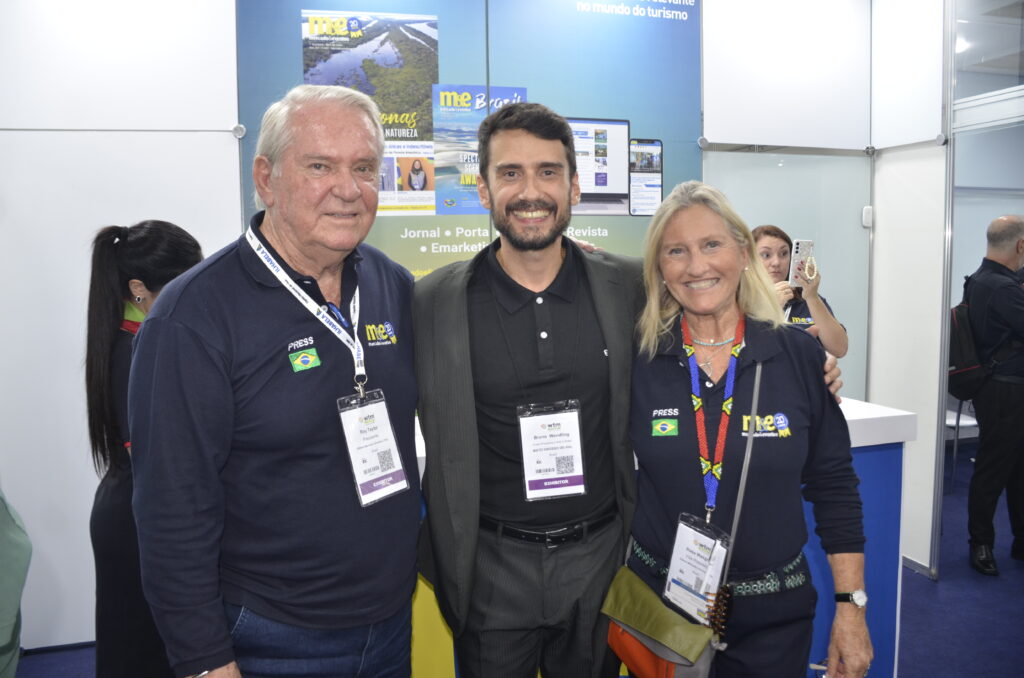 Roy Taylor e Rosa Masgrau, do M&E com Bruno Wendling, da Fundtur-MS