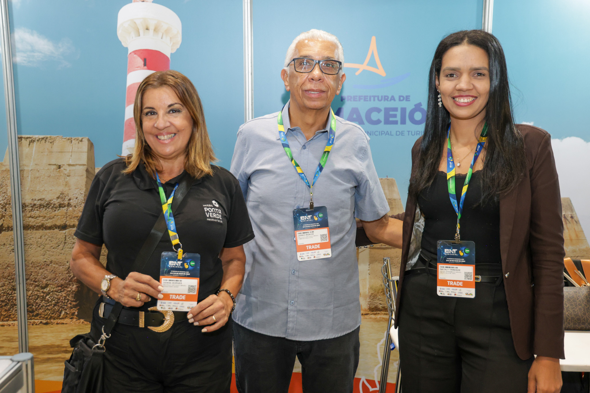 Denise Borges, do Hotéis Ponta Verde, Juraci Bizachi, do Tambaqui Praia Hotel, e Nataly Trindade, do Grupo Villa de Taipa Denise Borges, do Hotéis Ponta Verde, Juraci Bizachi, do Tambaqui Praia Hotel, e Nataly Trindade, do Grupo Villa de Taipa