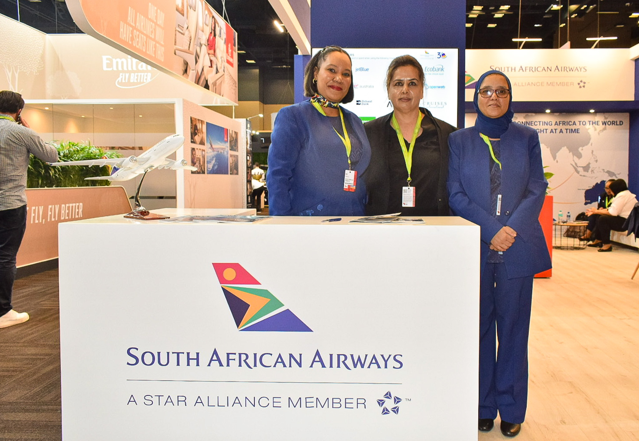 Kim Arnold, Fehmidah Jhonson e Siddiqua Ebrahim, da South African Airways Kim Arnold, Fehmidah Jhonson e Siddiqua Ebrahim, da South African Airways