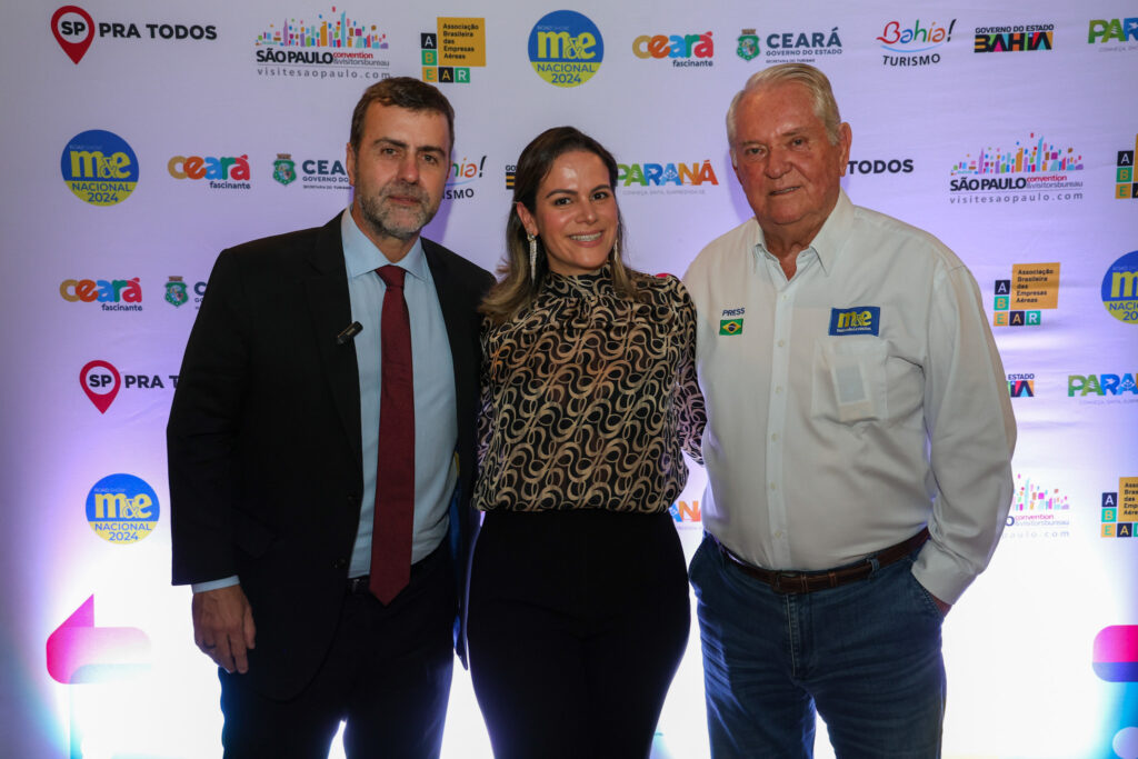 Marcelo Freixo, da Embratur, Aline Moretto, do Visite São Paulo e Roy Taylor, do M&E