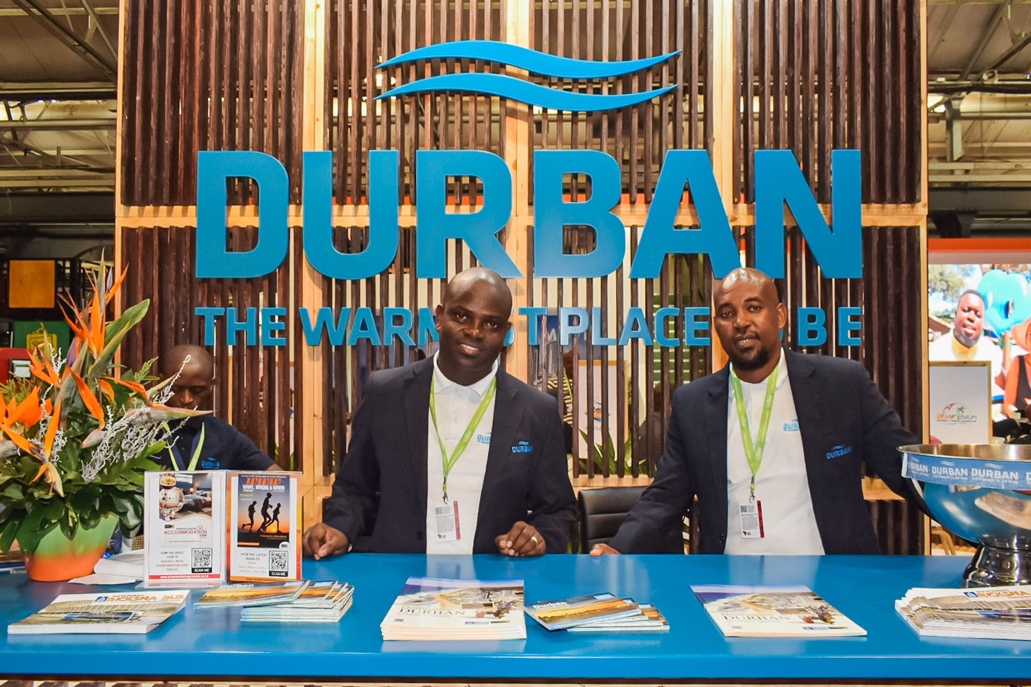 Phumlani Qwabe e Thabo Mofokeng, representantes do Turismo de Durban Phumlani Qwabe e Thabo Mofokeng, representantes do Turismo de Durban