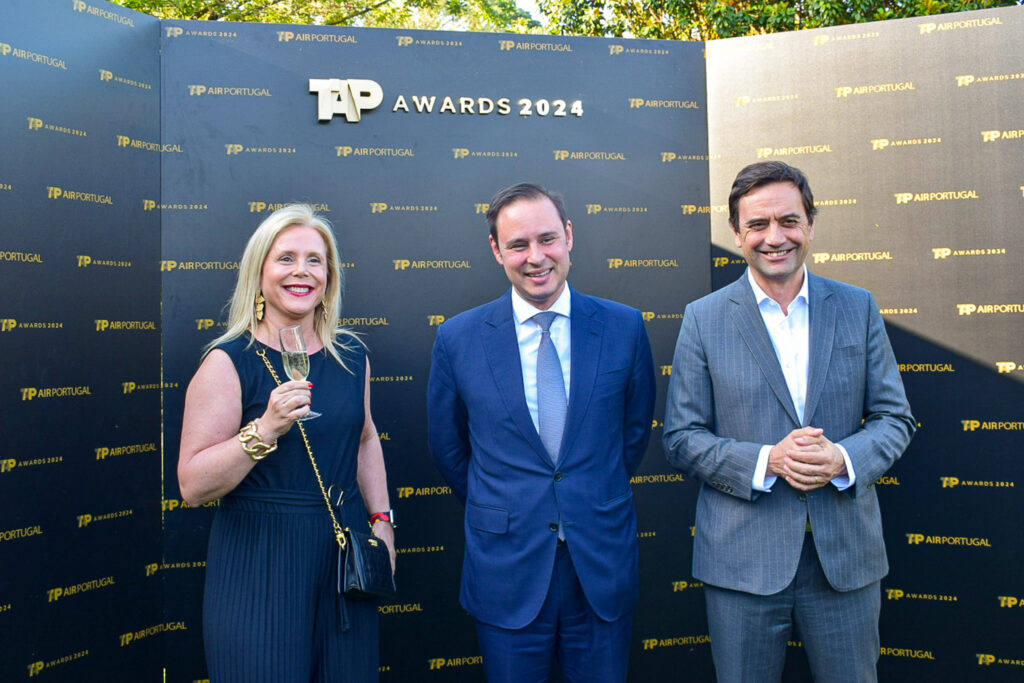 Rita Tamagnini, diretora de Comunicação da TAP; Hugo Espírito Santo, Secretário de Estado das Infraestruturas; e Luís Rodrigues, CEO da TAP