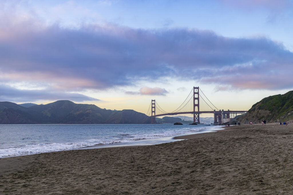 Baker Beach ao entardecer