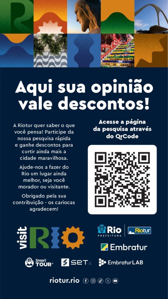 Riotur realizará pesquisa sobre acolhida turística com direito a descontos para entrevistados Riotur realizará pesquisa sobre acolhida turística com direito a descontos para entrevistados