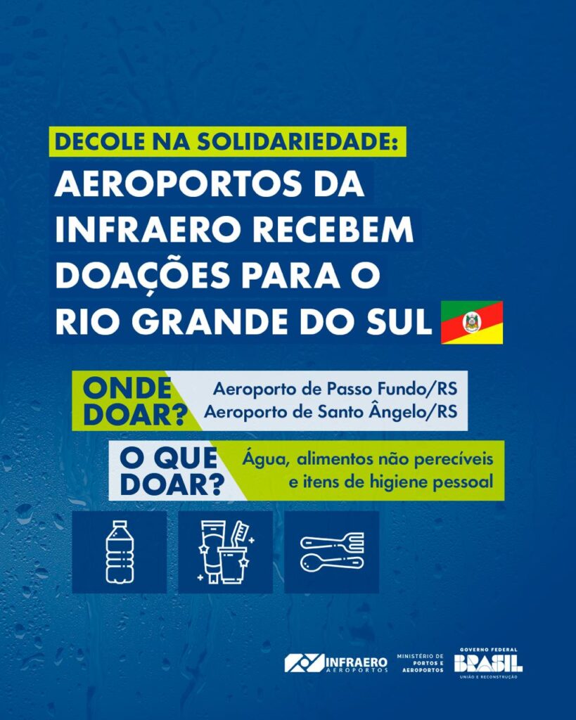 image Infraero lança campanha de arrecadação de doações para o Rio Grande do Sul