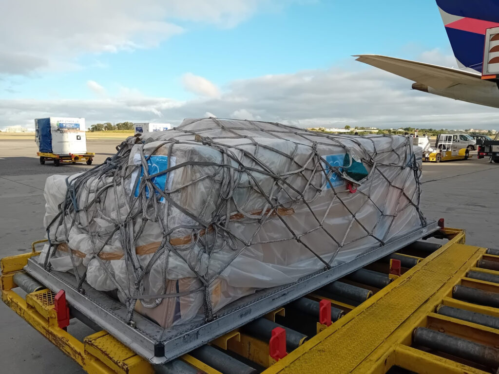 Primeira doação internacional para RS transportada em voo comercial chega ao Brasil Primeira doação internacional para RS transportada em voo comercial chega ao Brasil