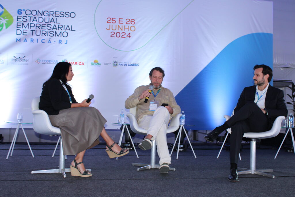 Ingrid Videira, do Roxy,Carlos Werneck, presidente do Rio Convention & VB, e Emilio Izquierdo, CEO do Maraey Ingrid Videira, do Roxy,Carlos Werneck, presidente do Rio Convention & VB, e Emilio Izquierdo, CEO do Maraey