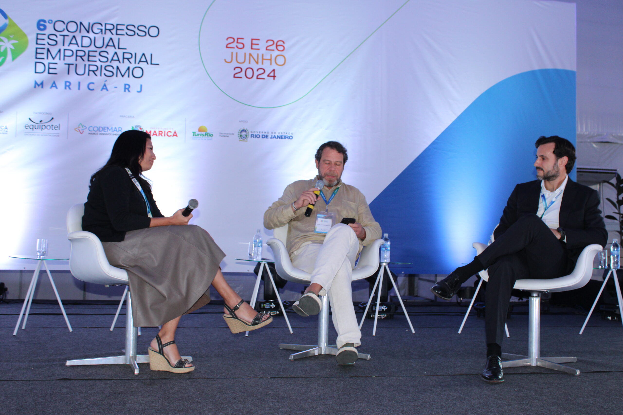 Ingrid Videira, do Roxy,Carlos Werneck, presidente do Rio Convention & VB, e Emilio Izquierdo, CEO do Maraey Ingrid Videira, do Roxy,Carlos Werneck, presidente do Rio Convention & VB, e Emilio Izquierdo, CEO do Maraey