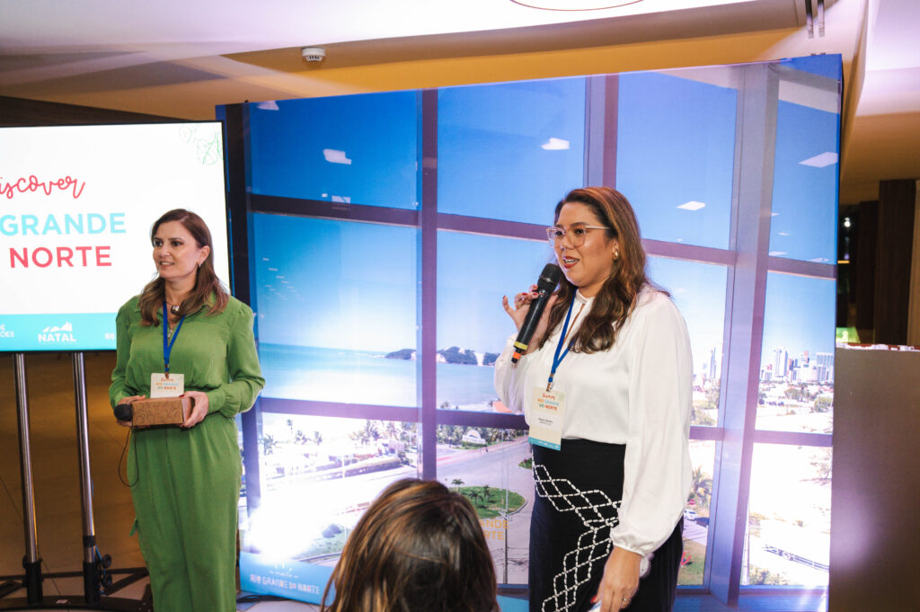 Jarbiana Costa, presidente Executiva do Natal Convention e Nayara Santana, diretora de Promoção Turística da Emprotur-RN Jarbiana Costa, presidente Executiva do Natal Convention e Nayara Santana, diretora de Promoção Turística da Emprotur-RN