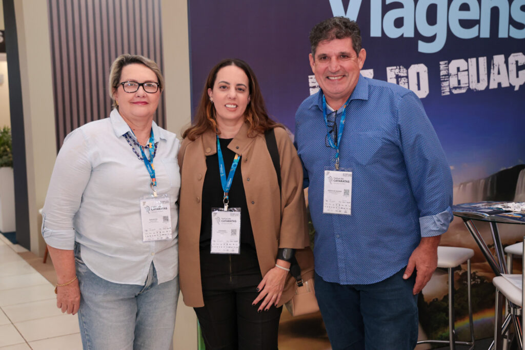 Maria José, do Zayin Tour e Eventos, Marina Figueiredo, da Braztoa, e Erodilso Martello