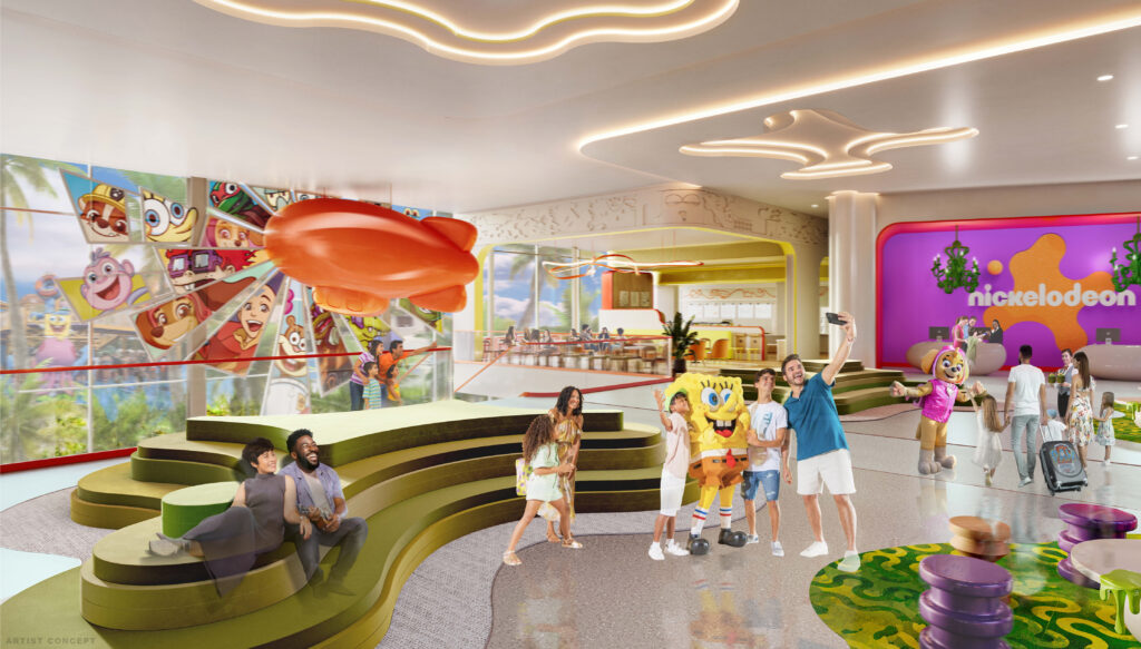 Orlando (FL) ganhará resort da Nickelodeon de mais de 400 quartos em 2026 1 NHR Orlando Lobby Press REV 05212024 Orlando (FL) ganhará resort da Nickelodeon de mais de 400 quartos em 2026