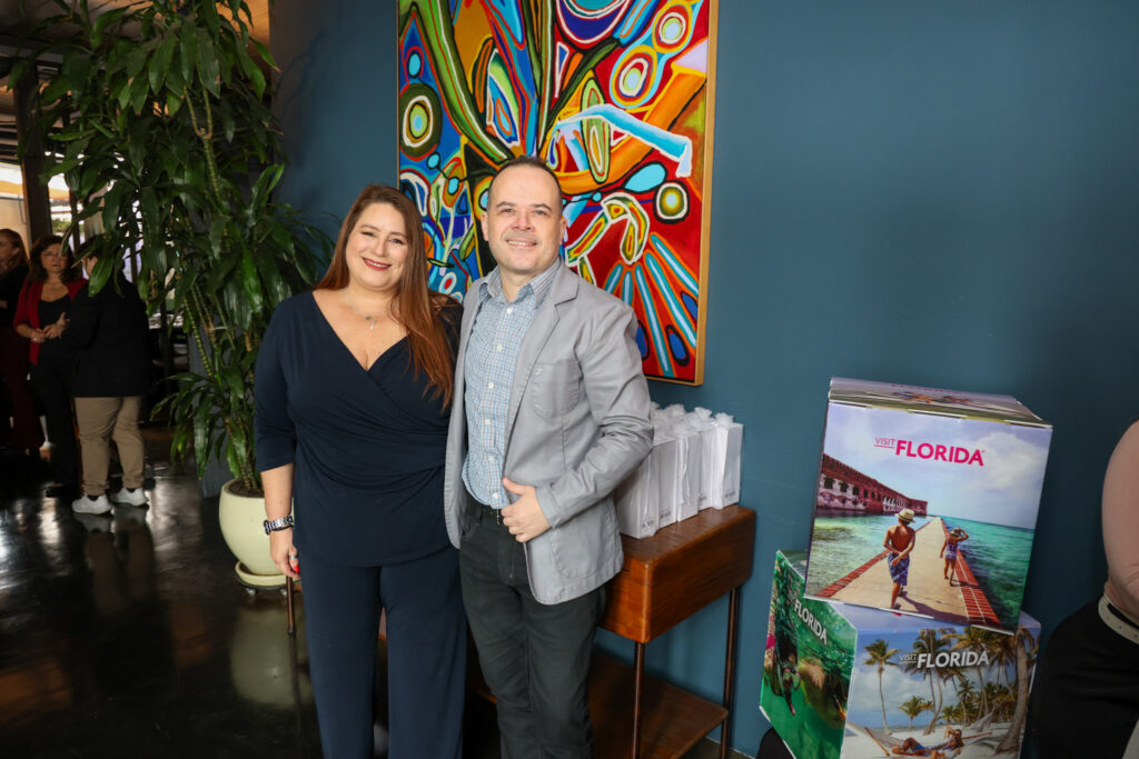 Rafaela Brown, do Visit Flórida, e Daniel Rocha, da Discover The Palm Beaches