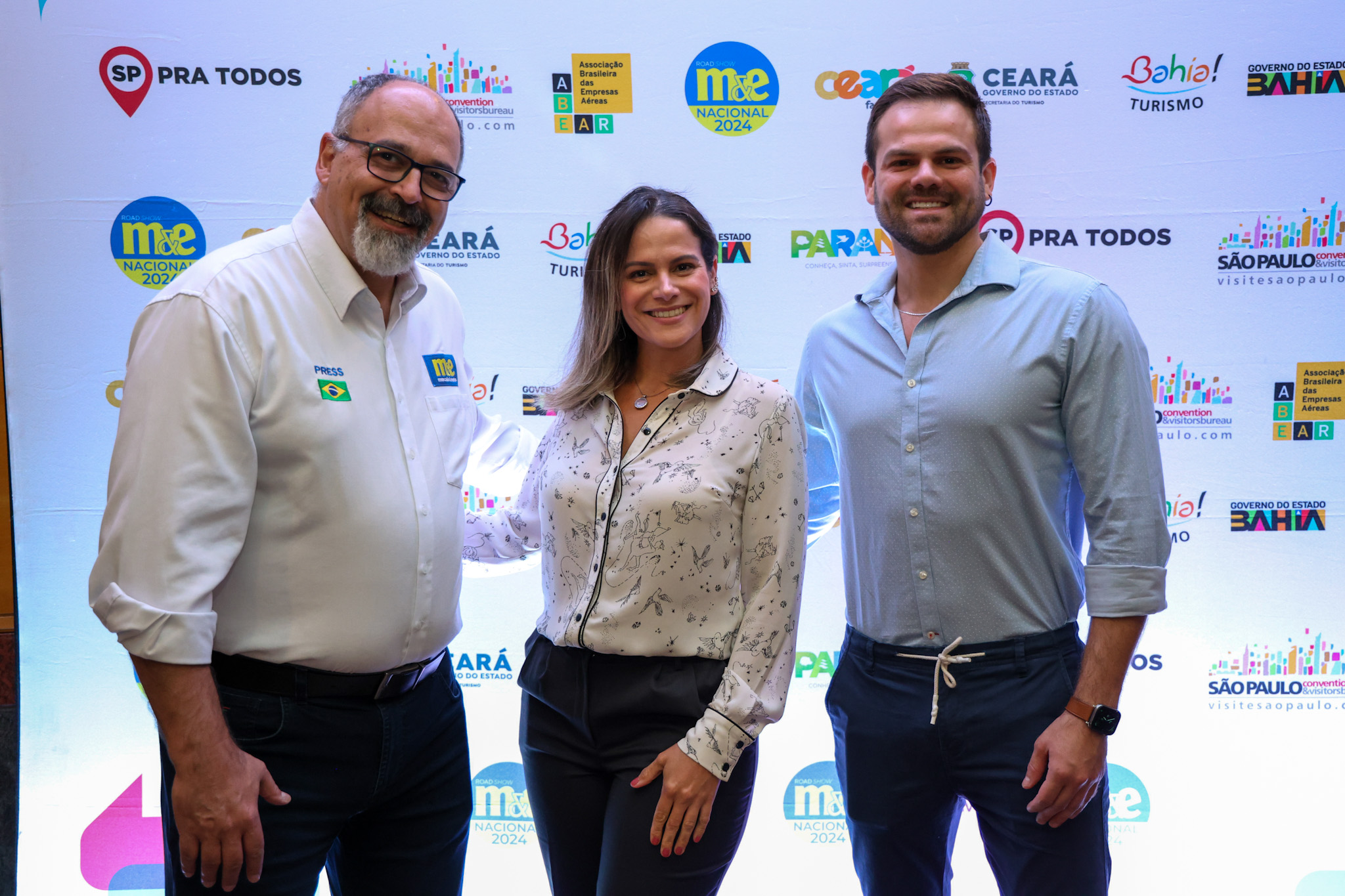 Sérgio Gouvea, da Promo; Aline Moretto, do Visite São Paulo; e Thiago Marques, da Setur-CE Sérgio Gouvea, da Promo; Aline Moretto, do Visite São Paulo; e Thiago Marques, da Setur-CE