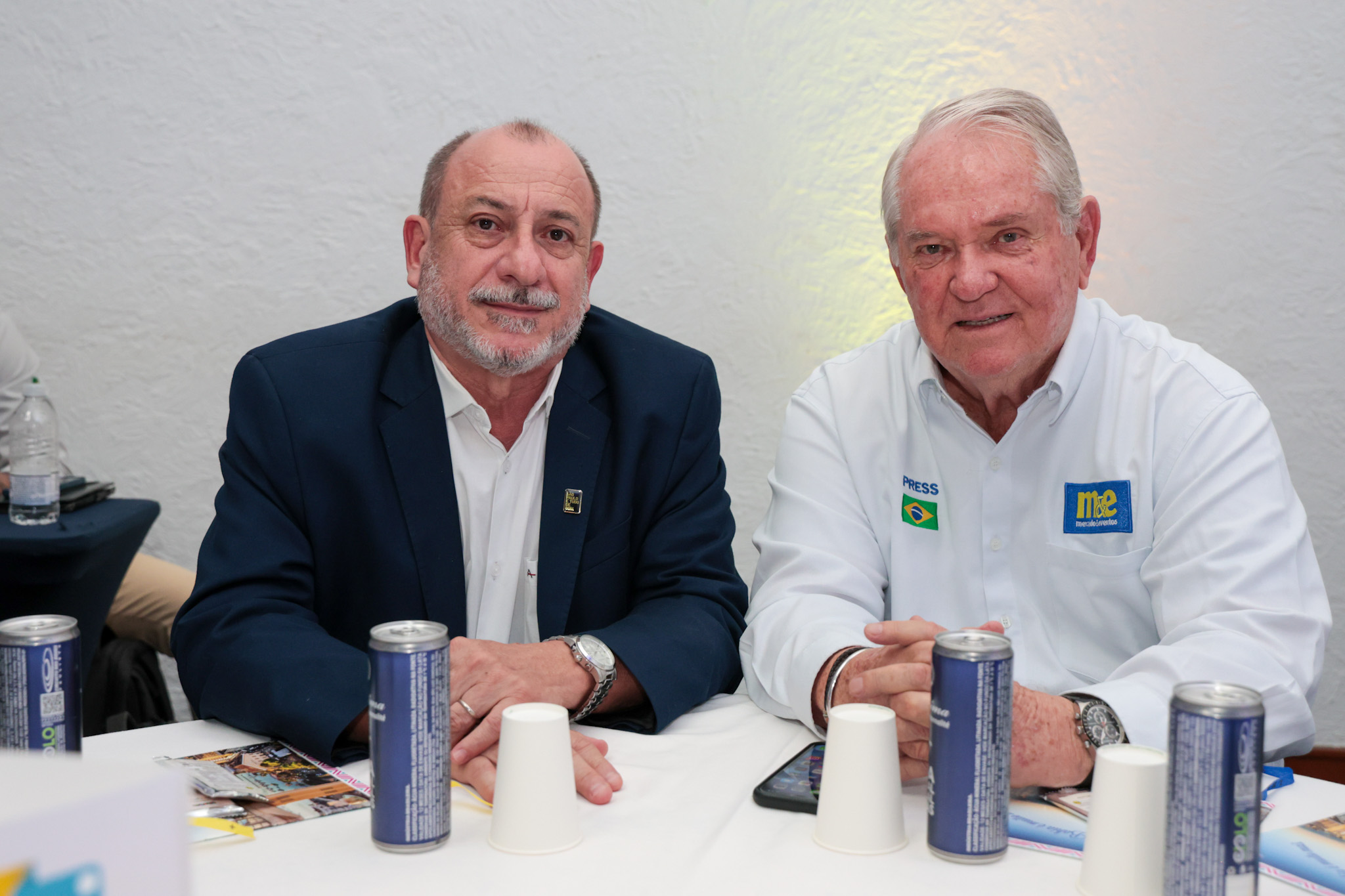 Toni Sando, do Visite São Paulo, e Roy Taylor, do M&E Toni Sando, do Visite São Paulo, e Roy Taylor, do M&E