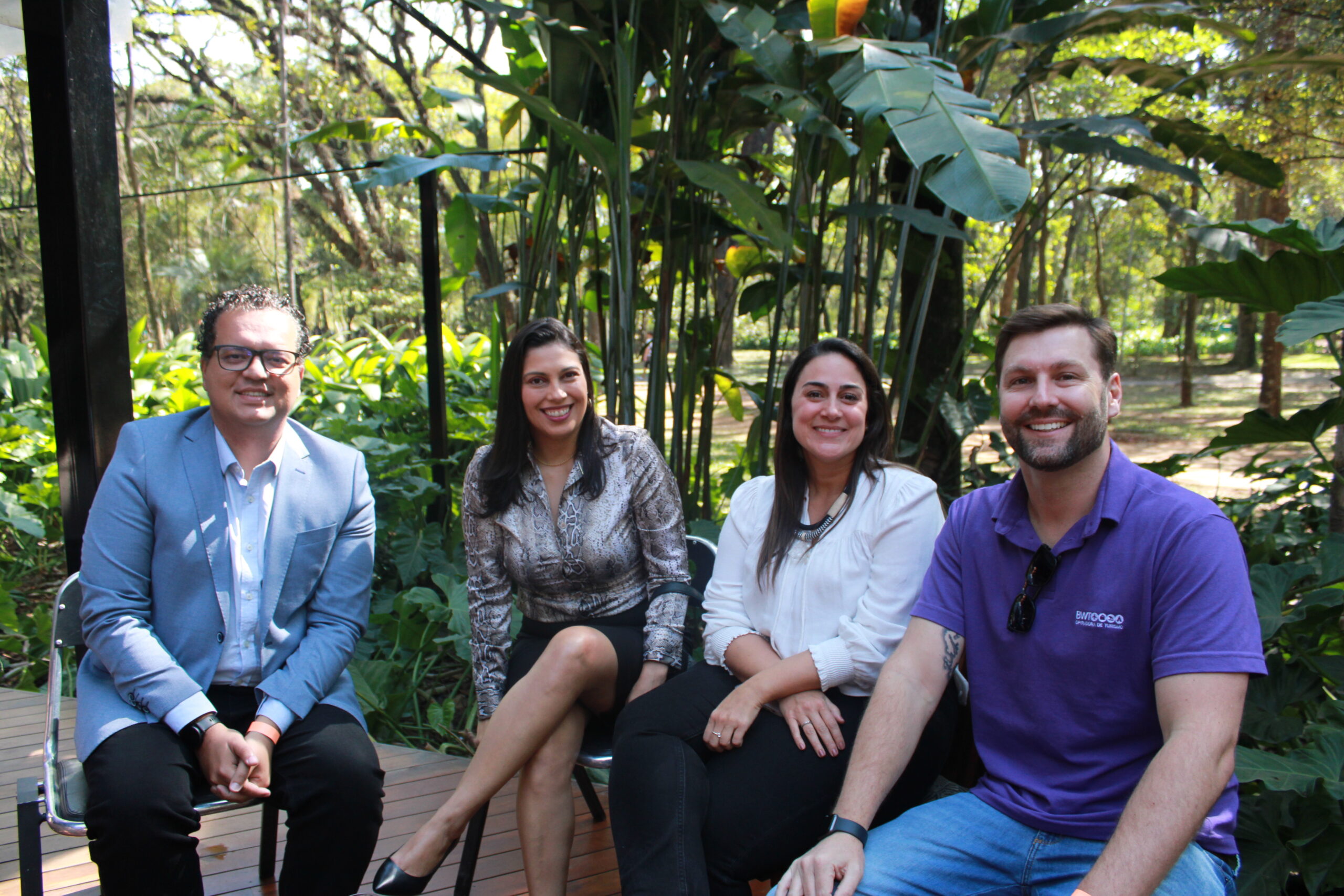 Alberto Bacarin, da Orinter, Maria Santos, da Flot Viagens, Luiza Leopoldo, da Smiles Viagens e Bruno Delfini, da BWT Operadora Alberto Bacarin, da Orinter, Maria Santos, da Flot Viagens, Luiza Leopoldo, da Smiles Viagens e Bruno Delfini, da BWT Operadora
